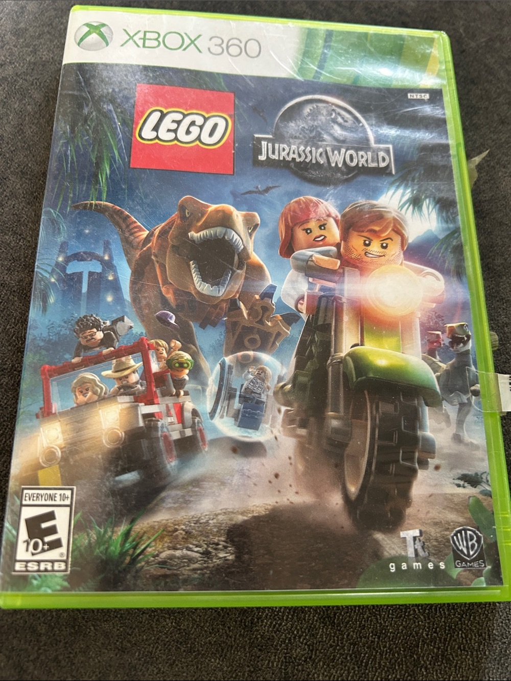 Lego Jurassic World Xbox 360 Game with Bright Green Case